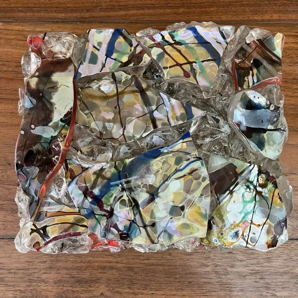 Murano Glass Shards Art Piece Paperweight Trivet Display 7.5